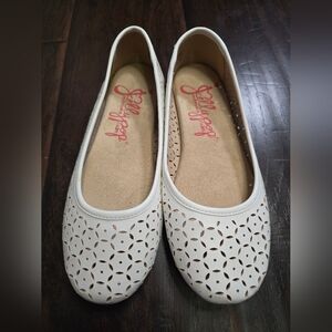 Jellypop Womens White Memory Foam Ballet Flats Size 6.5